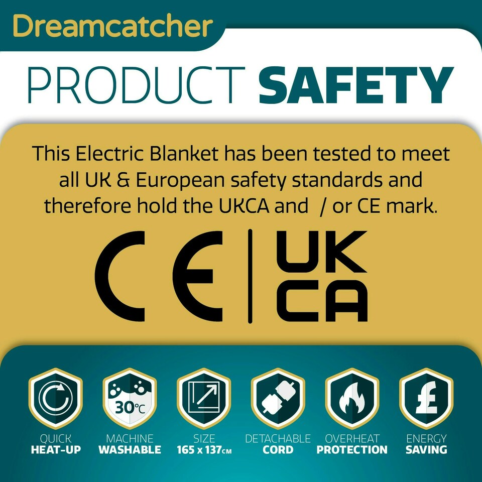 image 1 of Dreamcatcher King Size Electric Under Blanket Heated Fitted Cover Single Control