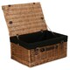 image 1 of 51cm Double Steamed Wicker Picnic Basket with Lining Black | Black | One Size