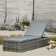 image 5 of Rattan Sun Lounger For Garden Reclining Deck Bed With Cushion Grey Grey