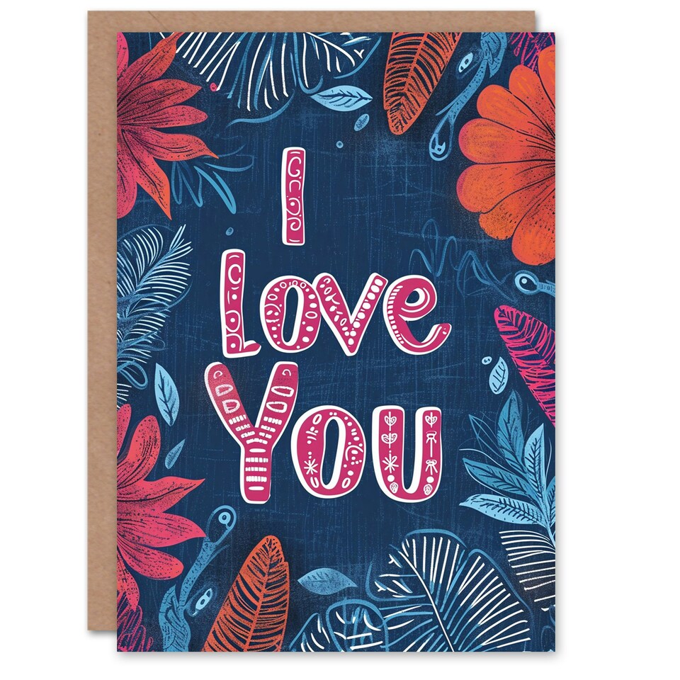 image 1 of Love You Tropical Ferns Floral Anniversary Valentines Her Wife Card
