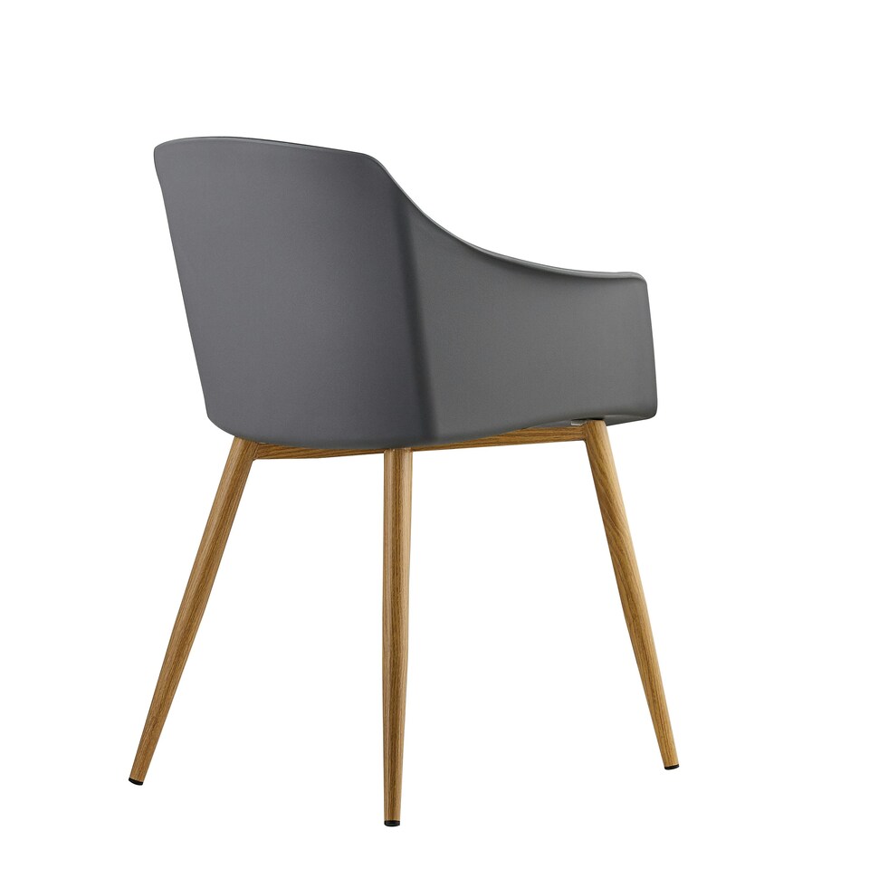 image 1 of Single Eden Modern Dining Chair, Faux Leather Padded Cushion & Solid Wooden Legs Grey