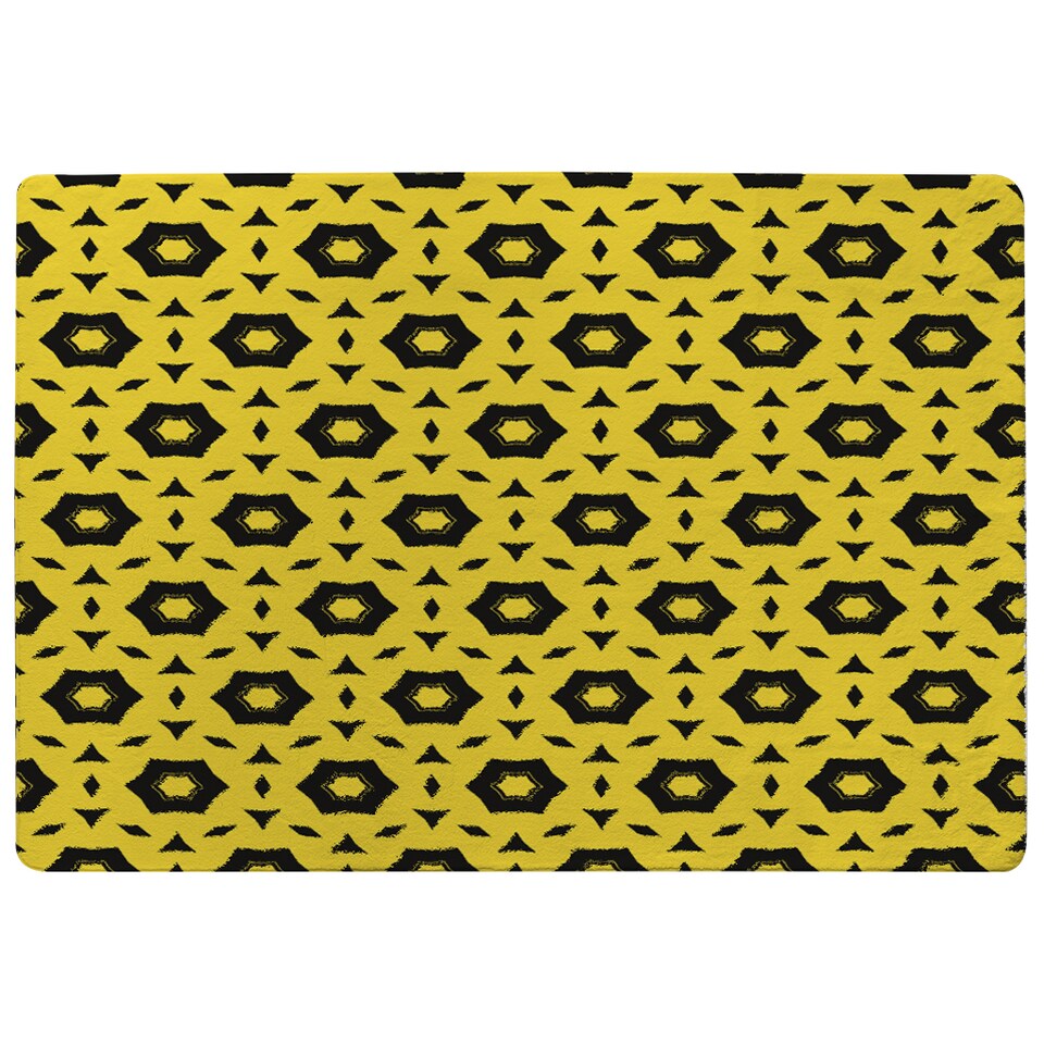 Yellow & Black Geometric Pattern Rug | Multi - Tesco Groceries