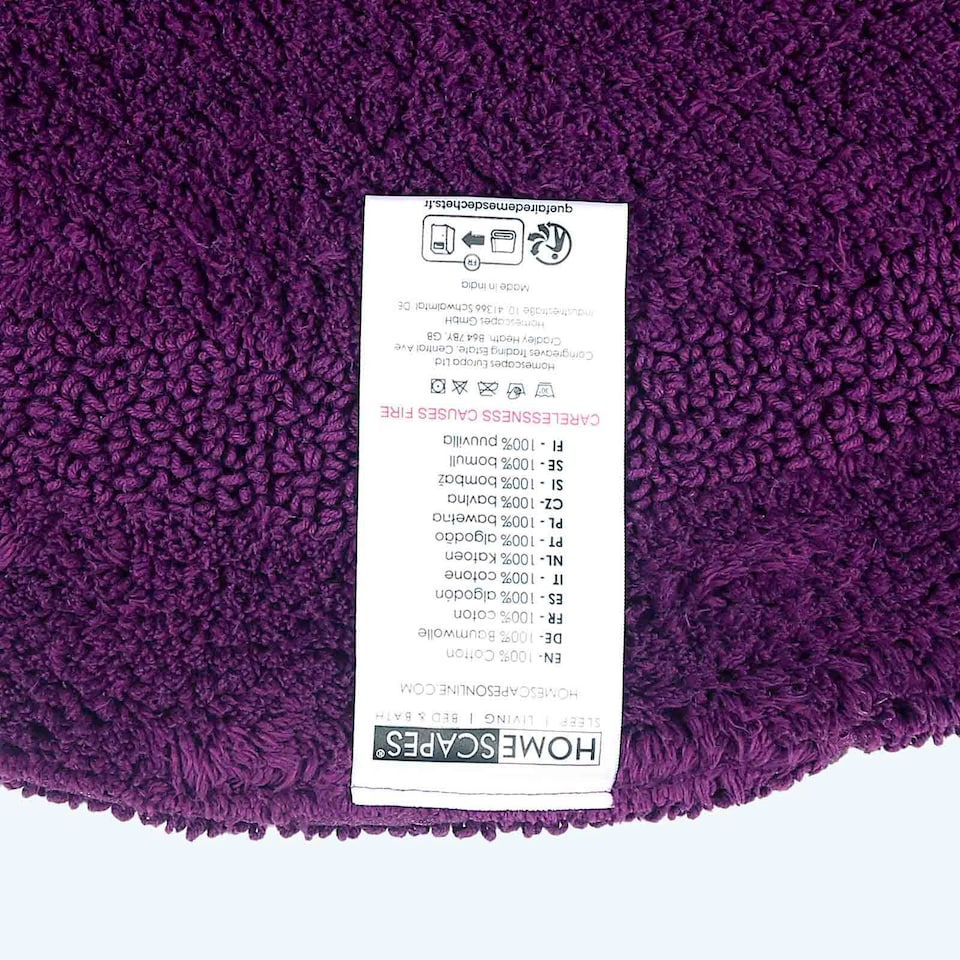image 1 of Homescapes Luxury Reversible Round Bath Mat - Plum | Purple