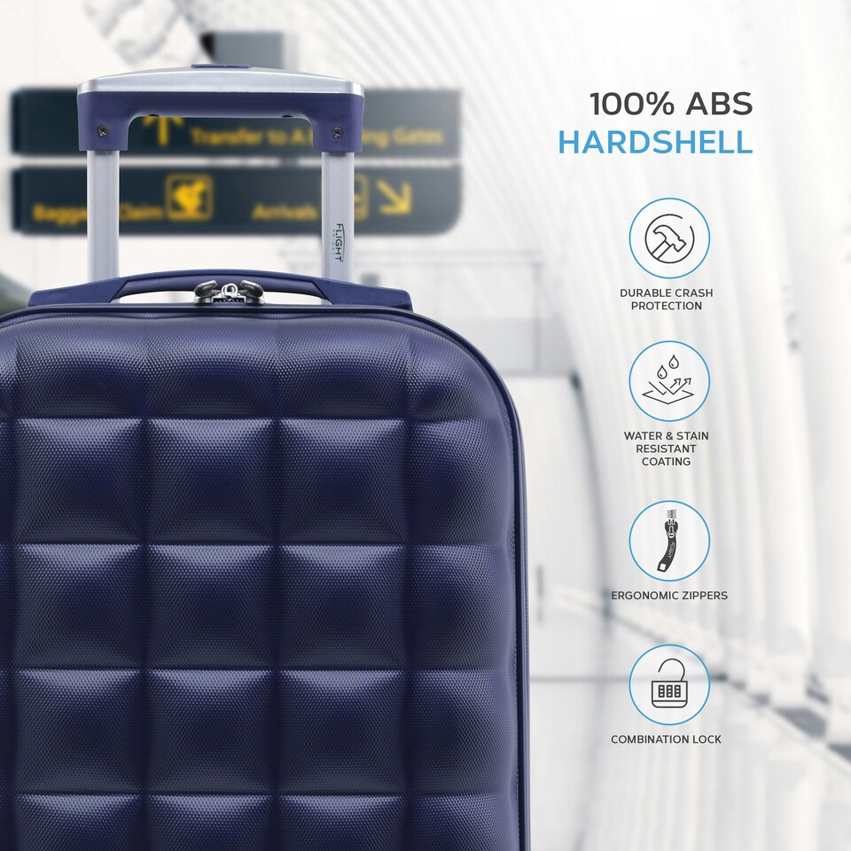 image 1 of Flight Knight Bubble Suitcase - Ryanair easyJet Jet2 Approved - 8 Wheel Carry Cabin Hardcase 55x35x20cm Blue | Navy | Cabin Bag