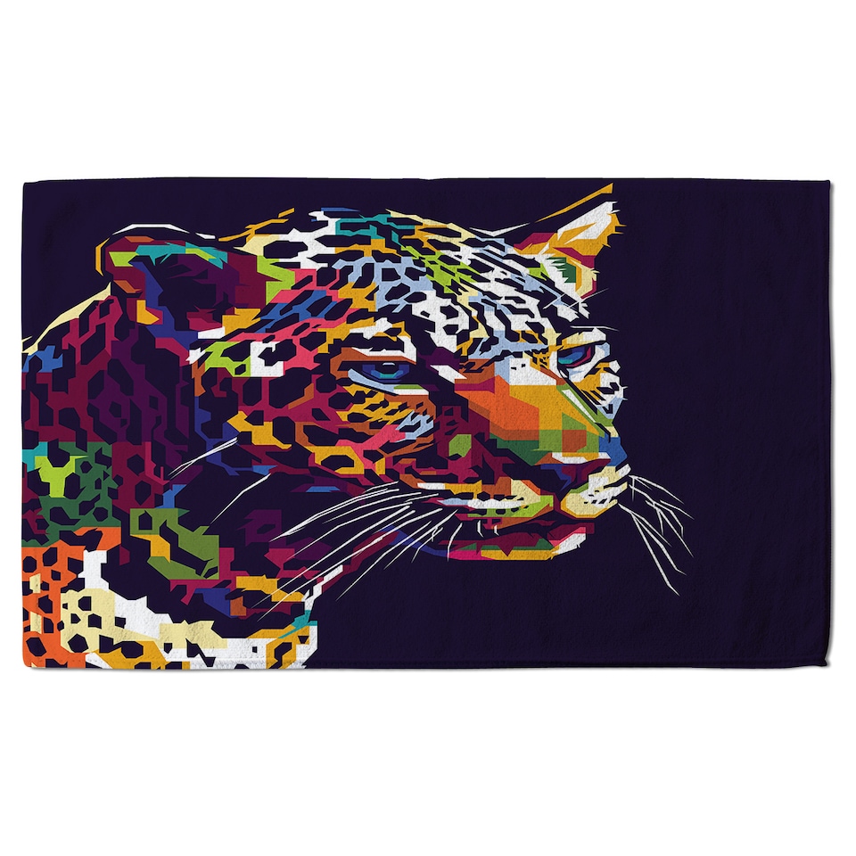 image 1 of leopard face with pop art style Designer Bath Towel | Multi