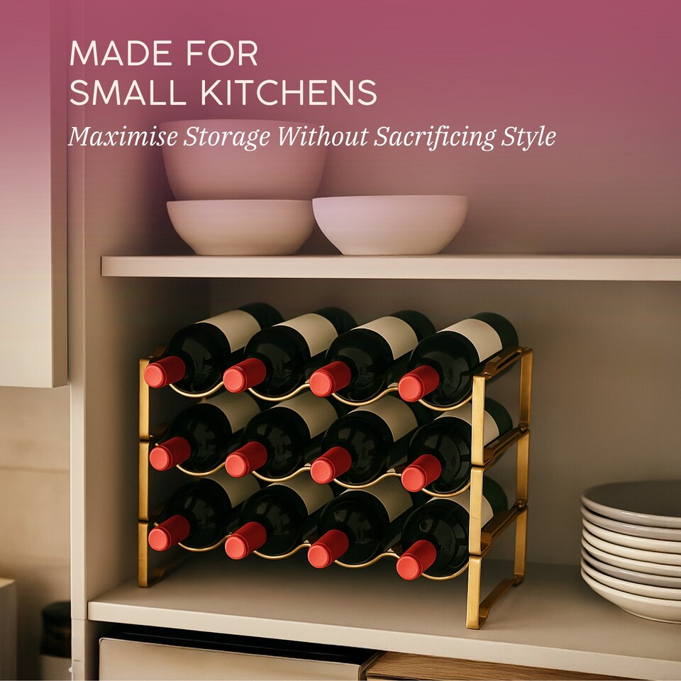 image 1 of Straame Gold 3 Tier Metal Wine Rack