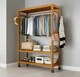 image 1 of Heavy Duty Wooden Clothes Stand – Garment for Open Wardrobe with Wheels