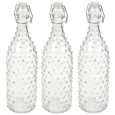 1L Clear Dotted Design Glass Swing Lid Bottle | Clear | 1L | 3