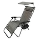 image 2 of Multi Position Garden Gravity Relaxer Chair Sun Lounger with Sun Canopy in Grey
