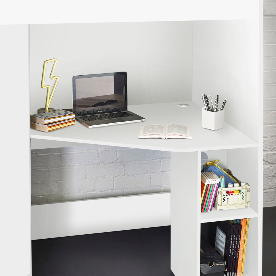 image 1 of Hercules 90cm Single White Highsleeper Loft Bed with Desk