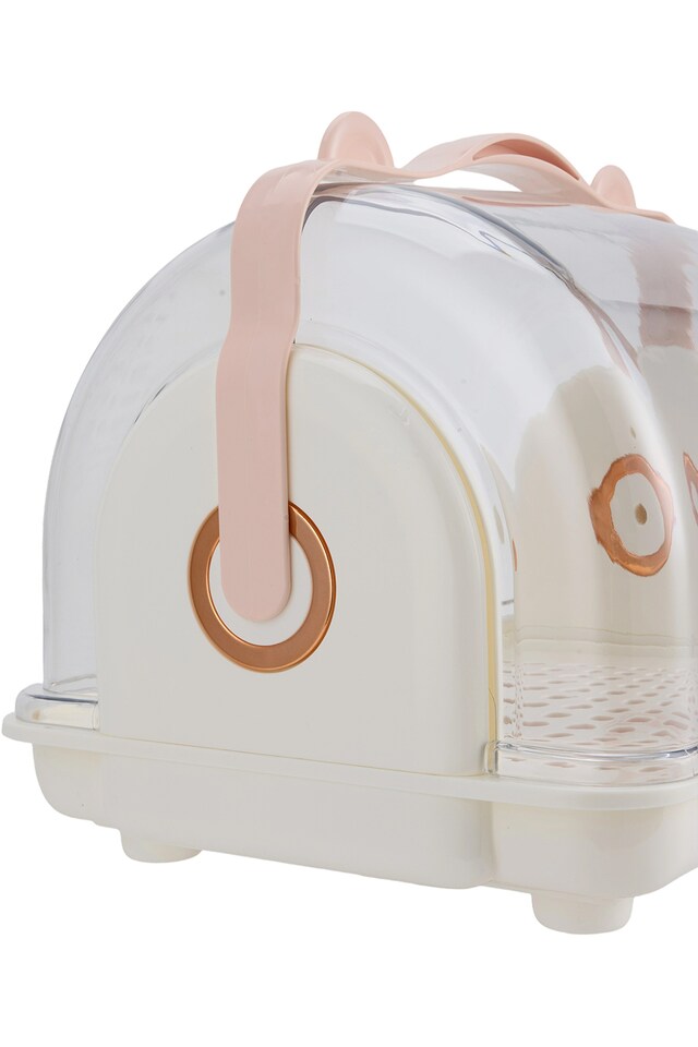 image 1 of Living and Home Baby Bottle Drying Rack Storage Box with Dual Flip-Up Covers | Pink