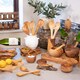 image 6 of Verano Spanish Ceramics Olive Wood Snack Boat - 35cm Multi