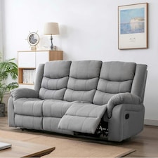 Seattle Manual Fabric Recliner 3 Seater Sofa (Grey)