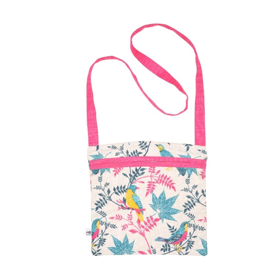 Birds Organic Cotton Peg Bag - Stone