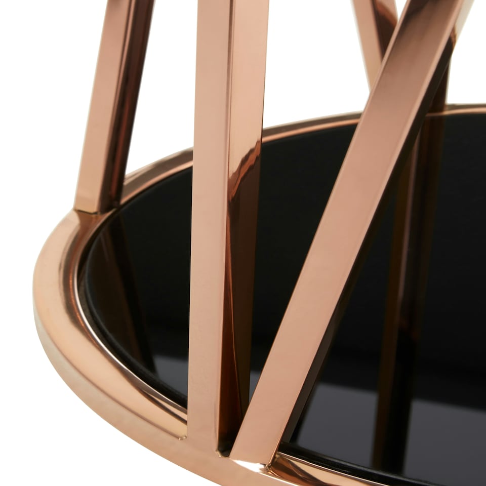 image 1 of Interiors By Premier Durable Round Rose Gold Finish Side Table, Side Table For Livingroom, Tempered Glass Modern Side Table Multi