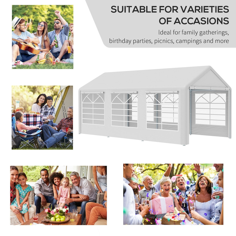 image 1 of Outsunny 6m x 3m Heavy Duty Carport Outdoor Car Canopy Shelter Party Tent