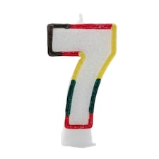 Kaleidoscope Glitter Double-Sided 7th Birthday Candle - White/Multicoloured - One Size