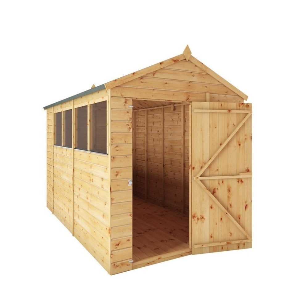 image 1 of 10 x 6 Feet Shiplap Apex Shed - Timber - L296.6 x W190.5 x H222.2 cm - Brown Brown