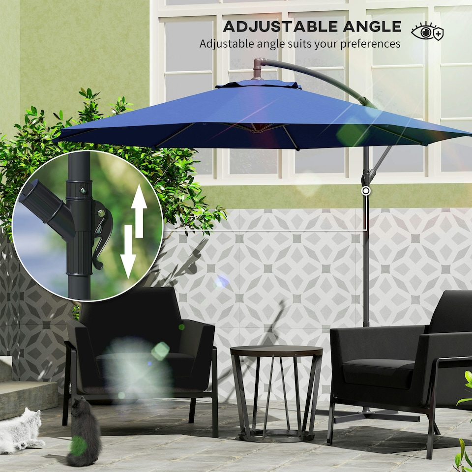 image 1 of Outsunny 3(m) Garden Banana Parasol Cantilever Umbrella w/Crank& Base