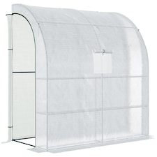 Outsunny Walk-In Lean to Wall Greenhouse w/Window&Door White