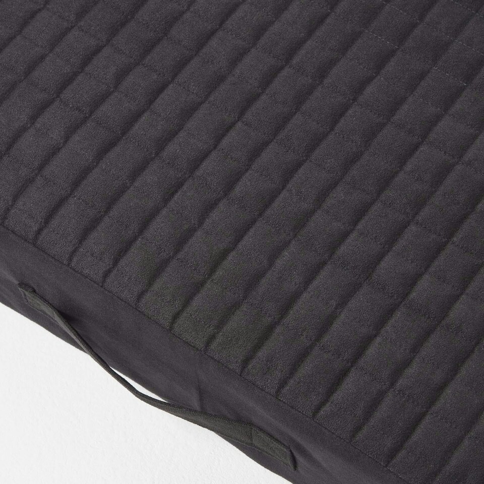 image 1 of Homescapes Black Suede Orthopaedic Foam 3 Seater Booster Cushion | Black | Black | 150 x 50 x 10 cm