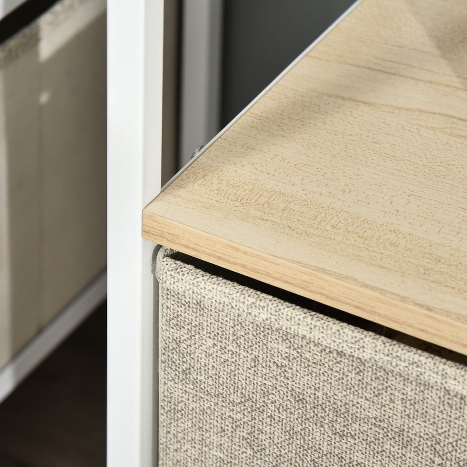 image 1 of HOMCOM TV Stand Cabinet up to 47-inch, TV Unit with 2 Foldable Linen Drawers, Open Shelf for Living Room, Bedroom, Entertainment Room, Maple Wood Effect