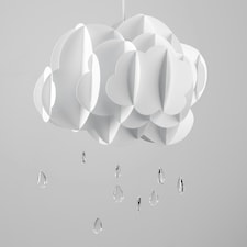 ValueLights Extra Large White Cloud with Acrylic Jewel Raindrop Water Droplets Ceiling Light Shade & LED Bulb White