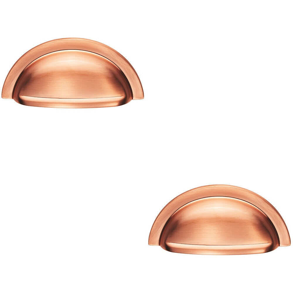 Loops 2x Cabinet Cup Pull Handle 91 x 45mm 76mm Fixing Centres Satin Copper