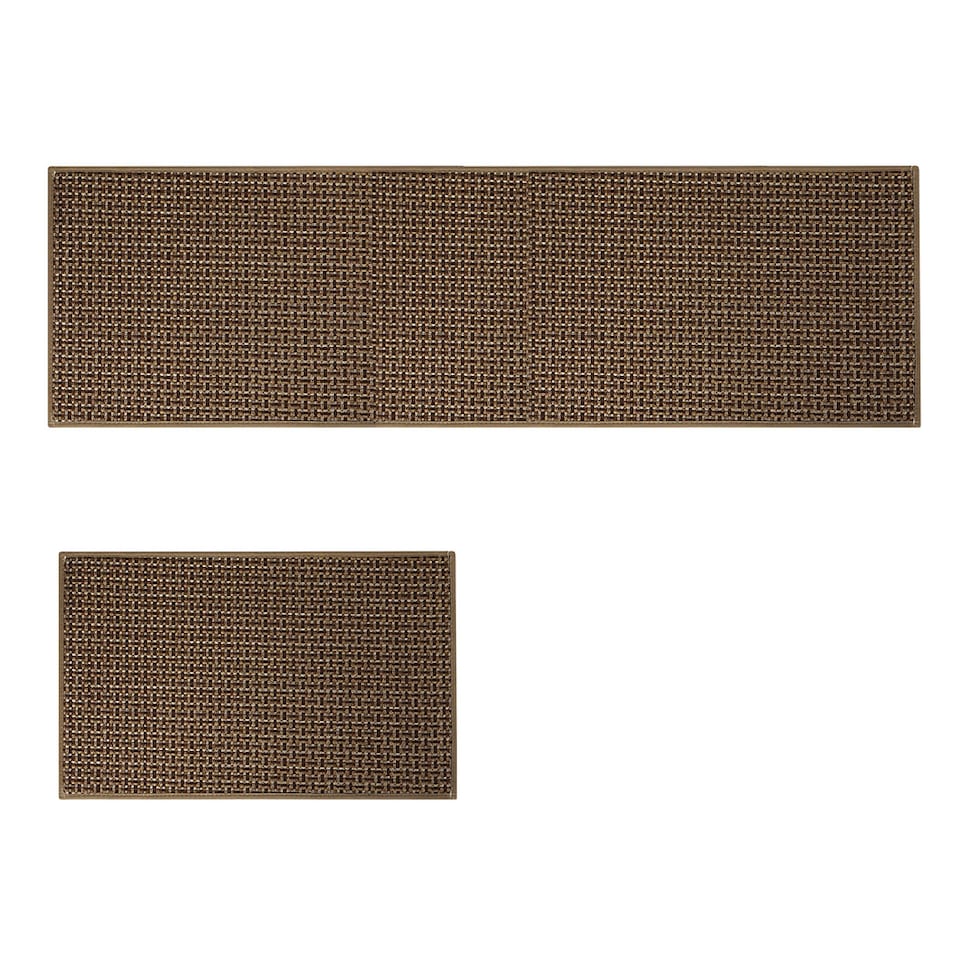 image 1 of Marlow 2PC Kitchen Mat Brown Non-Slip Woven Rubber Absorbent Floor Runner | Brown | Brown | One Size