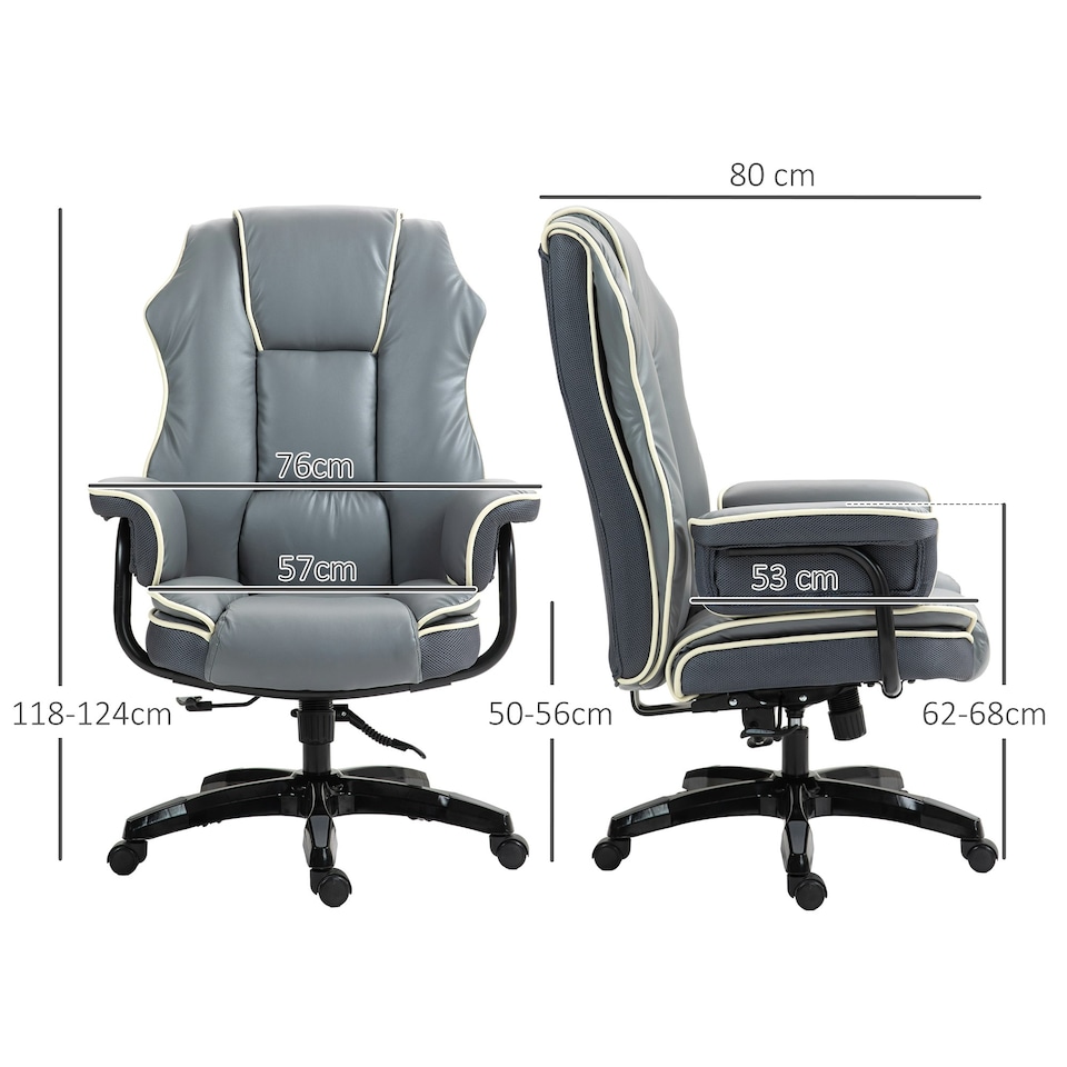 image 1 of Vinsetto High Back Office Chair with Height Adjustable, Reclining, Grey