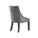 image 4 of Set of 6 Velvet Dining Chairs Ergonomic Scoop Knockerback & Button Tufted Wood Legs Grey | Dark Grey