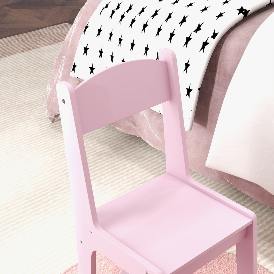 image 1 of AIYAPLAY Kids Dressing Table Set Make up w Stool, Drawer, for Playroom | Pink