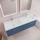 image 3 of Retro 2 Drawer Wall Hung Vanity Unit with Double Polymarble Basin - 1200mm - Satin Blue - Balterley Blue