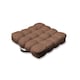 image 7 of Quilted Button Seat Pad Cushion Booster 100% Cotton Cover 45cm Square | Brown