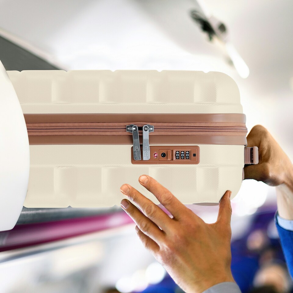 image 1 of Flight Knight Cabin Suitcase 55x35x20cm, Lightweight Carry On Bag - Over 100 Airlines- Ryanair, EasyJet, British Airways - Hand Luggage, ABS Hard Shell TSA Lock | Cream | Cream | Cabin Bag