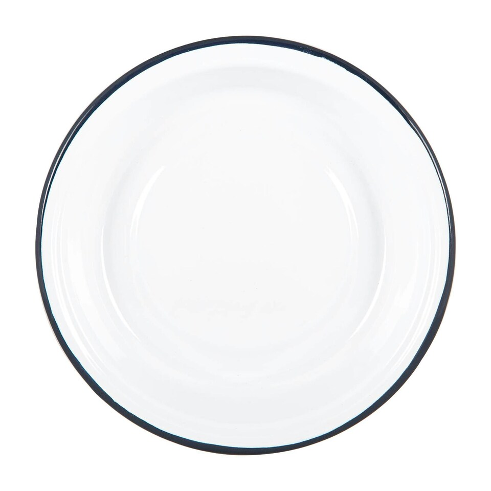 image 1 of Argon Tableware White Enamel Deep Bowls - 22.5cm - Navy - Pack of 6 Blue