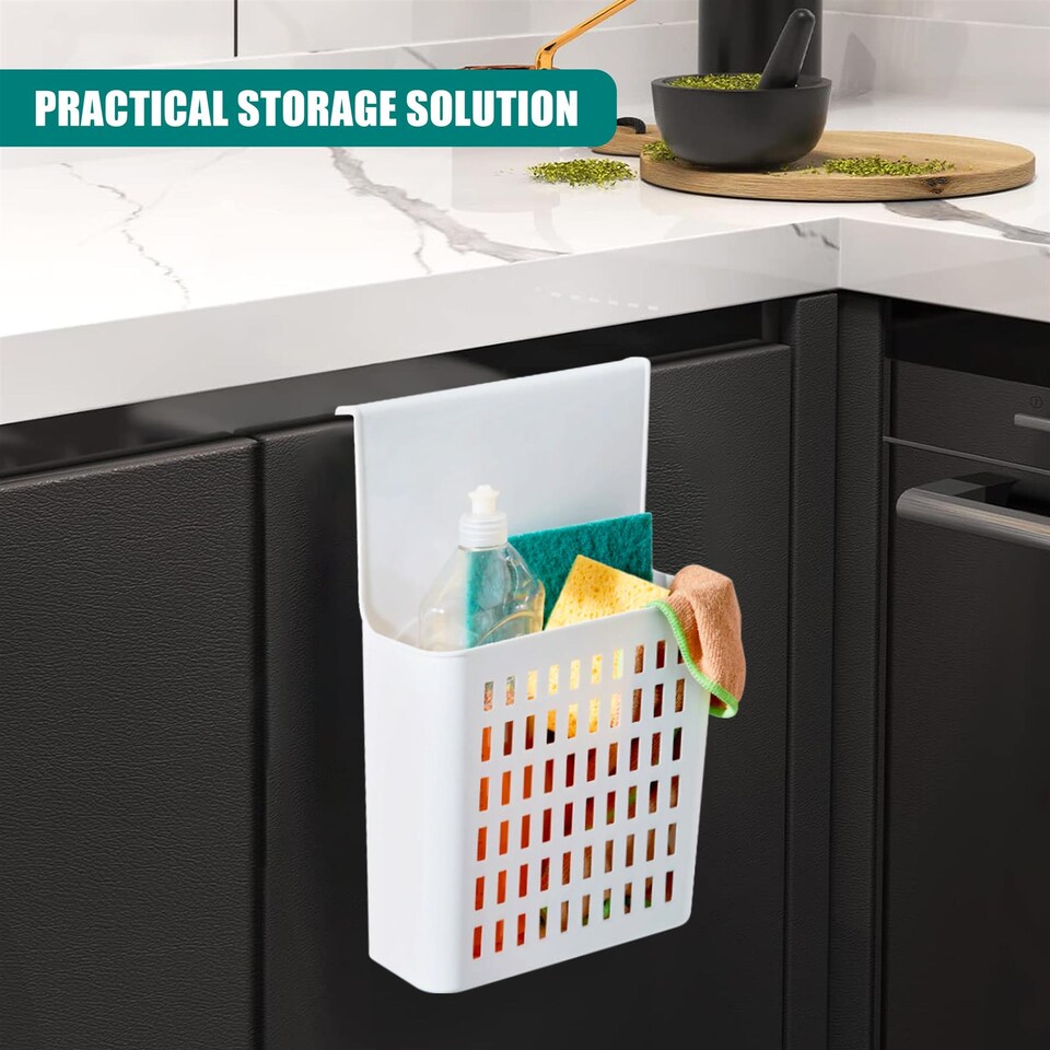 image 1 of GEEZY Over Door Hanging Storage Organizer Basket for Kitchen Bathroom Pantry Cupboard