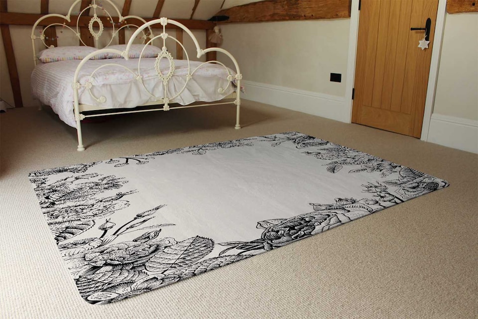 image 1 of Hand Drawn Roses Designer Rug | Multi