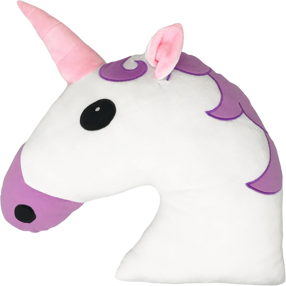 image 1 of Desire Deluxe Unicorn Emoti Cushions 37cm Novelty Soft Plush Toy for Kids - Round Cute Stuffed Funny Smile Face Emoticon Unicorn Pillow for Boys & Girls