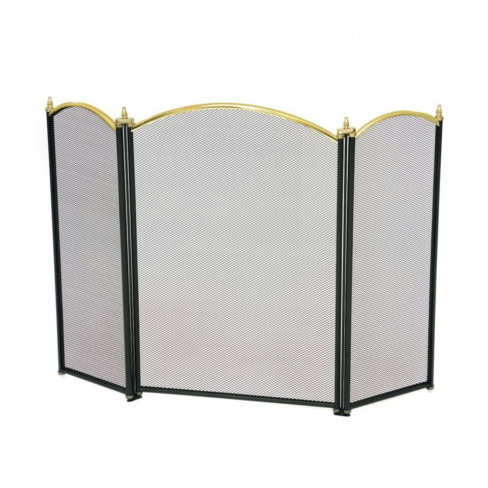 image 1 of Oypla Heavy Duty Steel 3 Panel Fire Screen Spark Guard