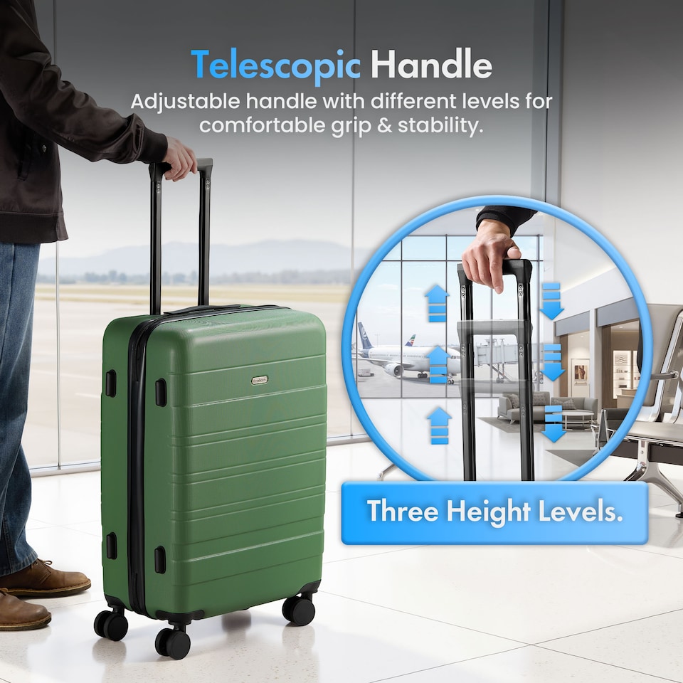 image 1 of Vonhaus Hard Shell Suitcase Set 3 Piece with TSA Lock | Green | Green