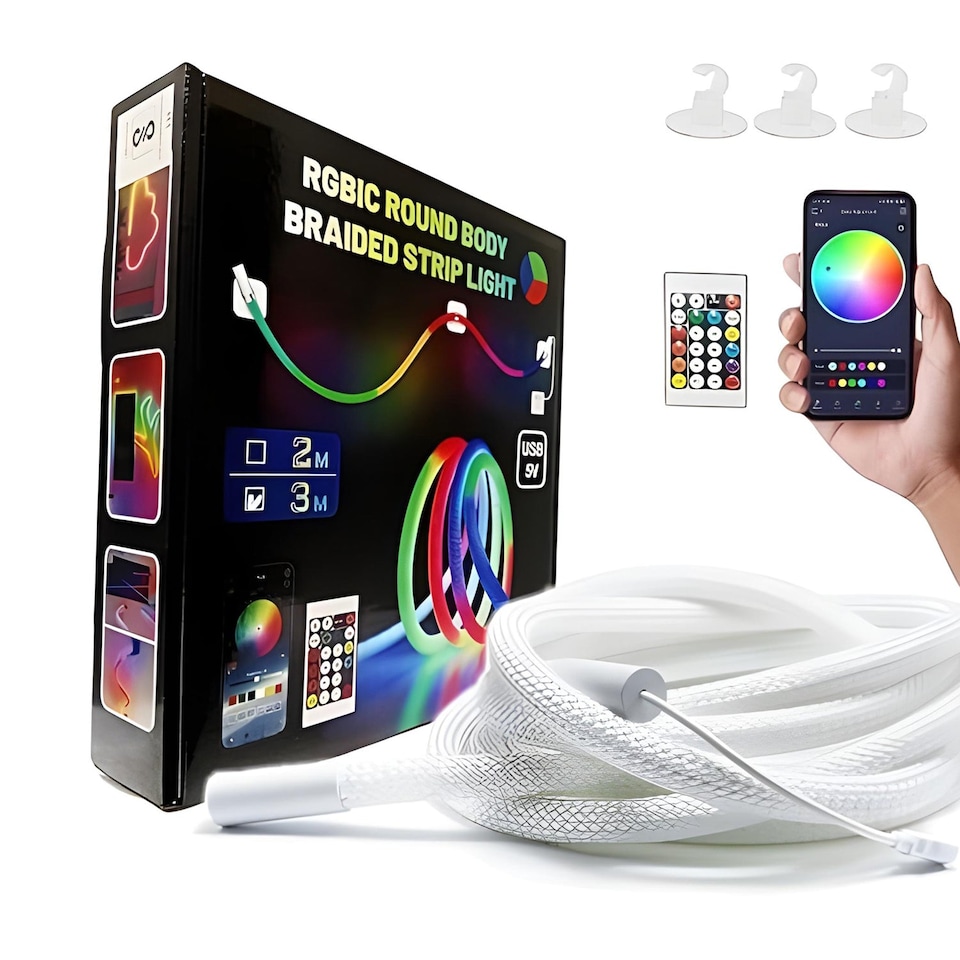 5 Meters RGBIC Digital 16mm Big Rope Light Kit with Remote & APP control