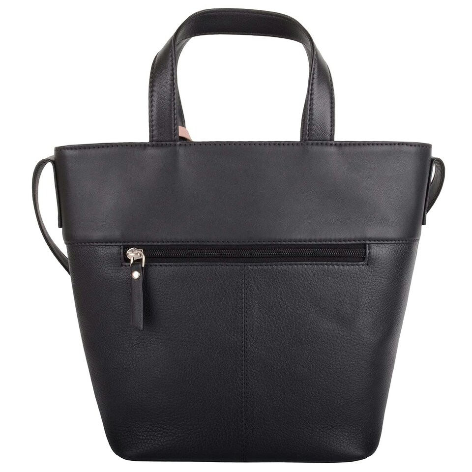 image 1 of Premium Soft Leather Cross Body Shoulder Twin Tote Style Handbag Black | Black