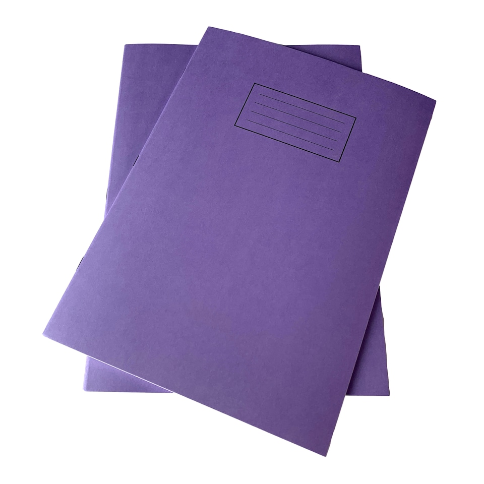 image 1 of Pack of 10 Janrax A4 Purple 80 Pages Feint and Ruled Exercise Books