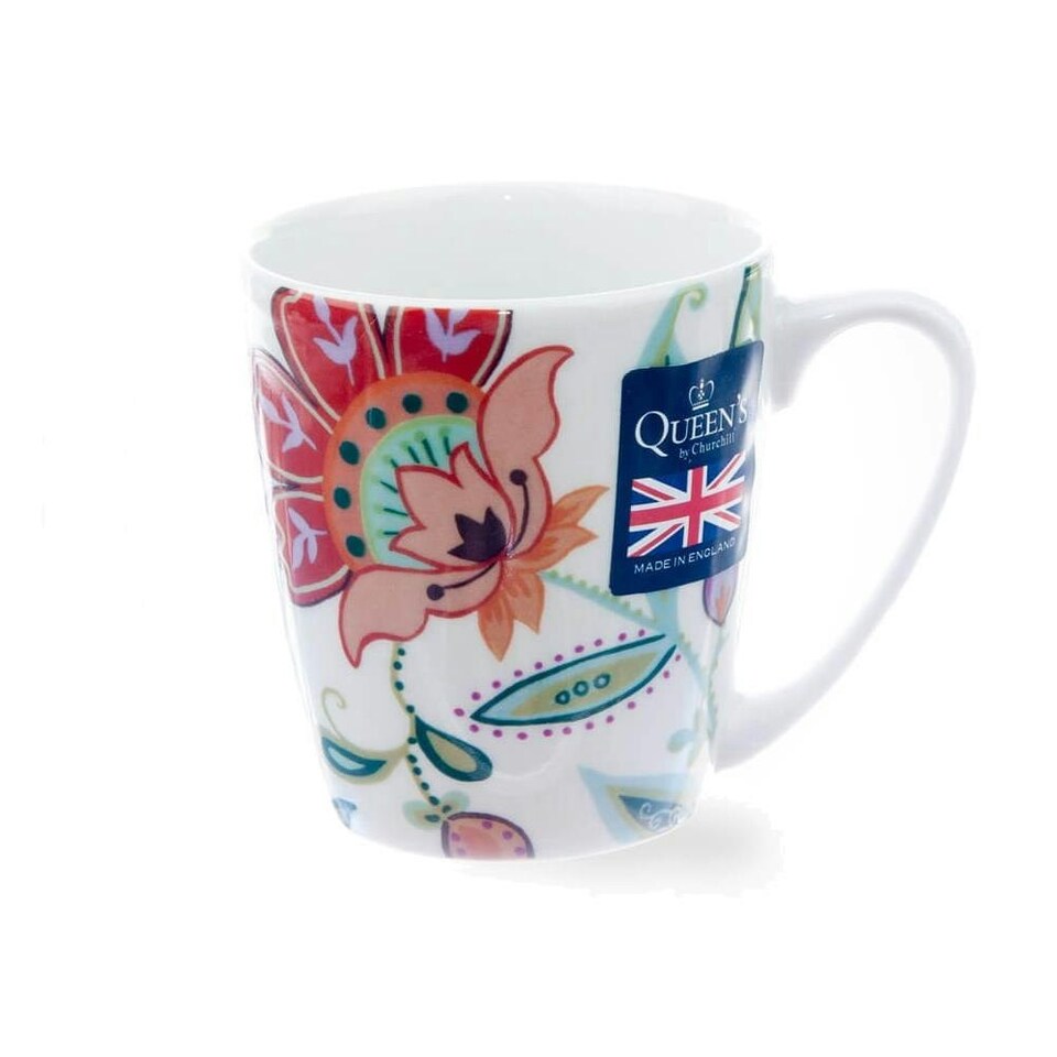 Churchill China Hippy Florals China Mug Retro Yellow 300ml White