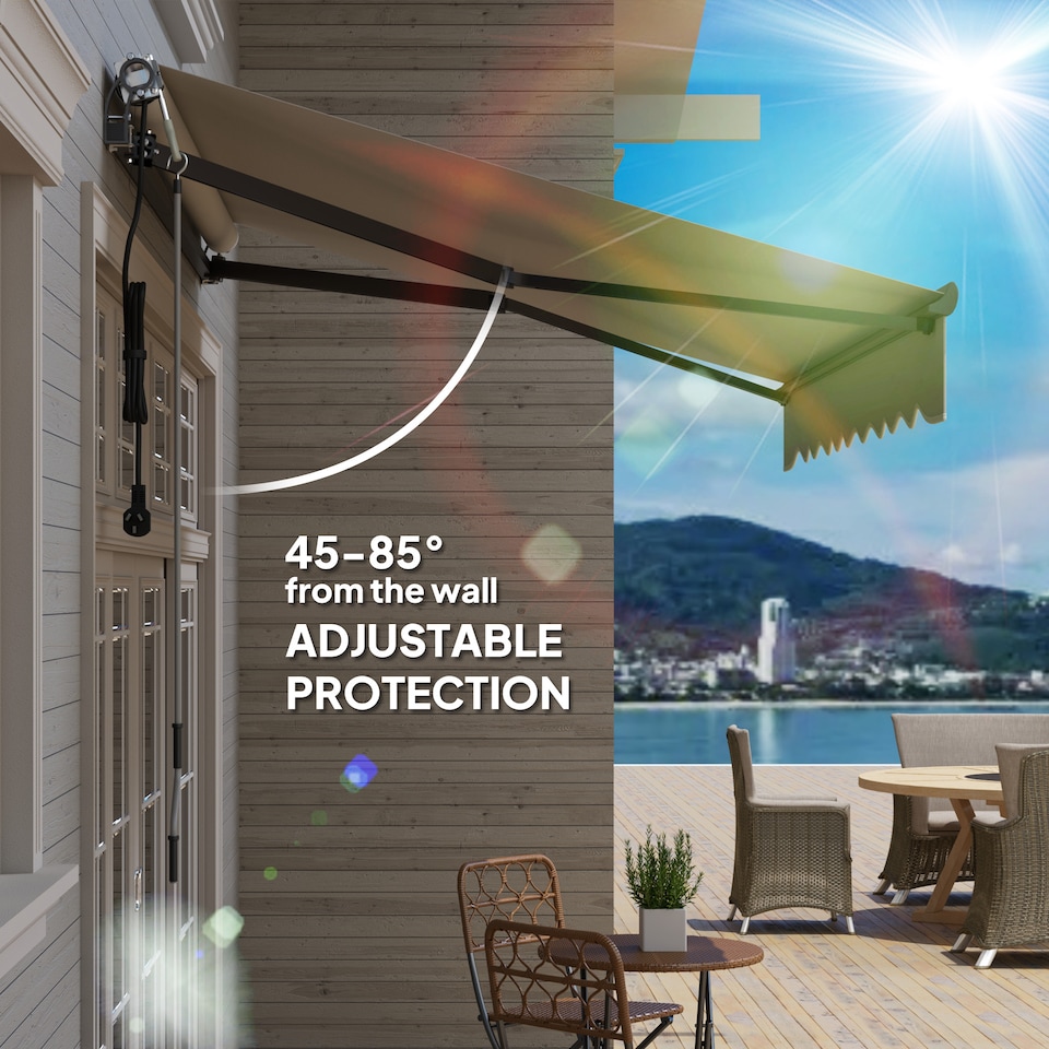 image 1 of Outsunny 2.5 x 2m Electric Retractable Awning w Aluminium Frame Light Grey | Grey | 1