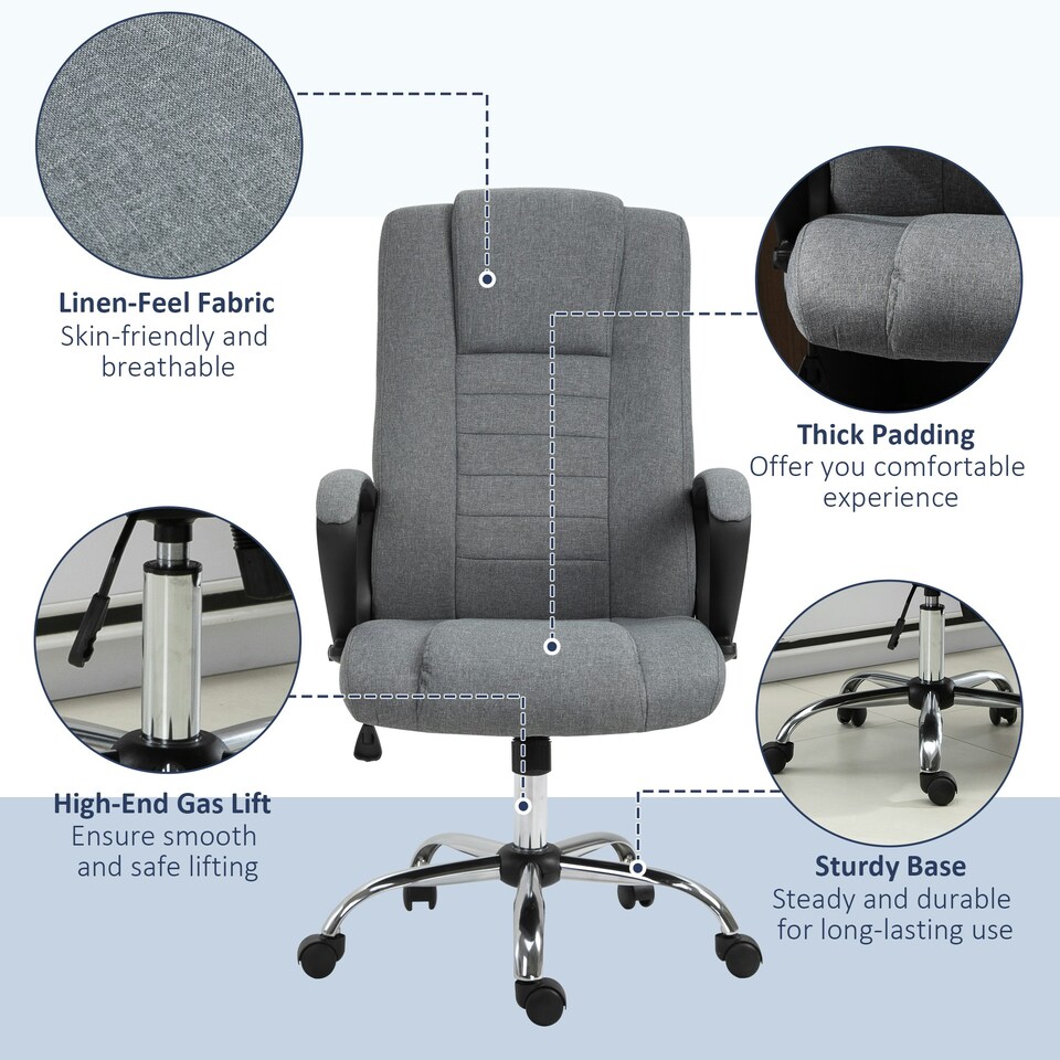 image 1 of Vinsetto Office Chair for Desk, with Height Adjustable, Wheels, Dark Grey