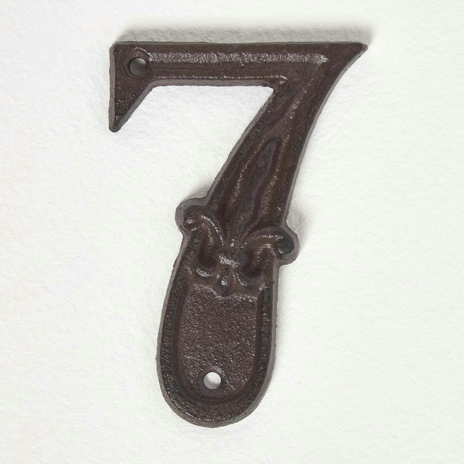 Homescapes Cast Iron House number, 7 in Brown