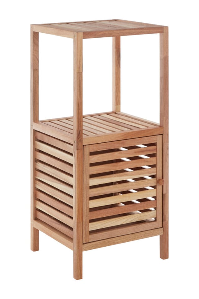 image 1 of ARLA Two Tier Walnut Wood Bathroom Shelf Unit