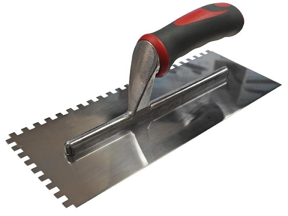 Faithfull Notched Trowel Serrated 6Mm Stainless Steel Soft Grip Handle 11 X 4.1/2In
